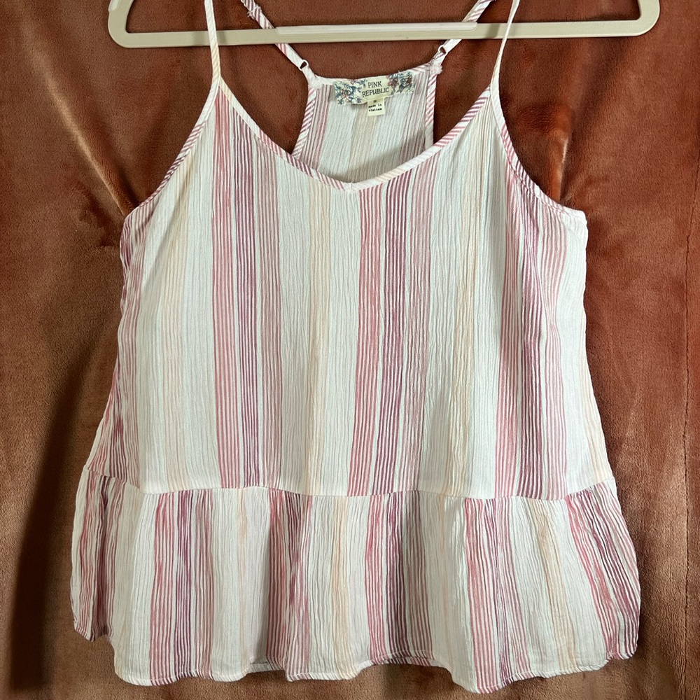 Stripped gauze tank top